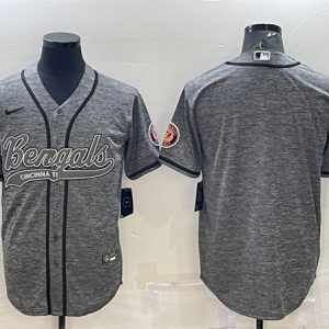 Cincinnati Bengals Blank Gray With Patch Cool Base Stitched Baseball Jersey