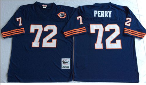 Mitchell Ness Bears #72 William Perry Blue Big No. Throwback Stitched Jersey