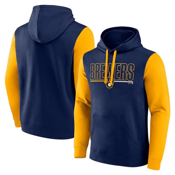 Milwaukee Brewers Navy Outline Fleece Pullover Hoodie