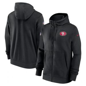 San Francisco 49ers Black Sideline Club Performance Full-Zip Hoodie