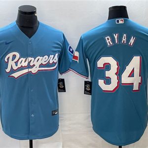 Texas Rangers #34 Nolan Ryan Blue Cool Base Stitched Jersey