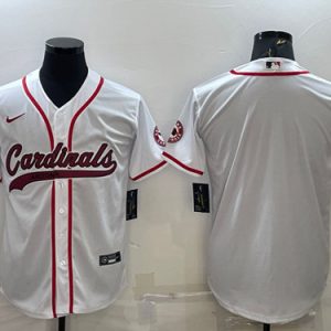 Arizona Cardinals Blank White With Patch Cool Base Stitched Baseball Jersey