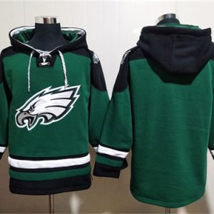 Philadelphia Eagles Blank Green Lace-Up Pullover Hoodie
