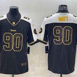 Pittsburgh Steelers #90 T. J. Watt Black Gold Thanksgiving Vapor Untouchable Limited Stitched Jersey