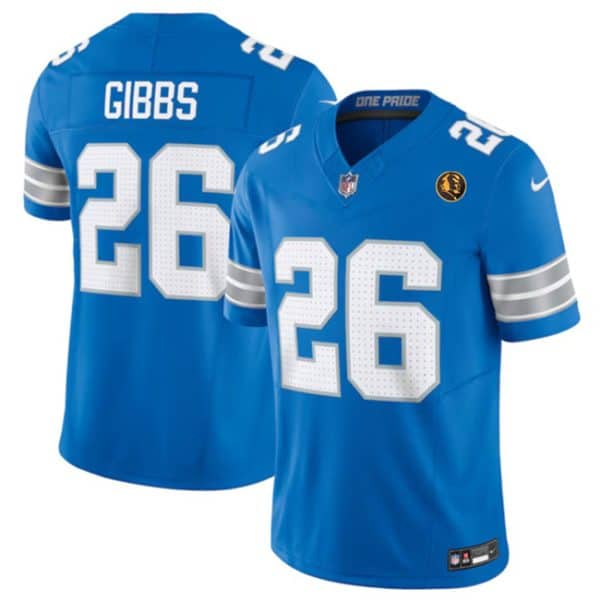 Detroit Lions #26 Jahmyr Gibbs Blue 2024 F.U.S.E. With John Madden PatchVapor Limited Stitched Jersey