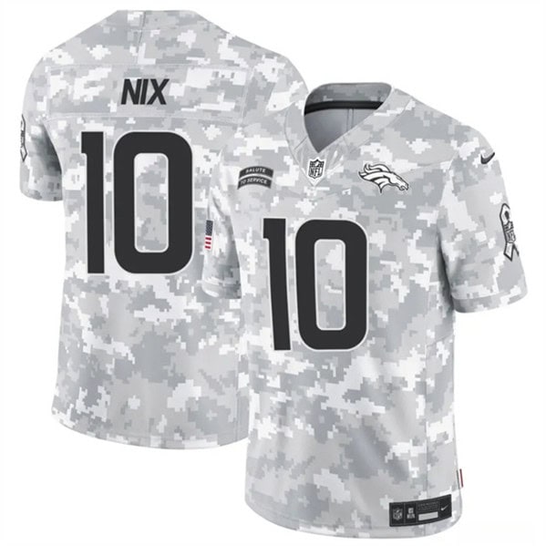 Denver Broncos #10 Bo Nix Arctic Camo 2024 F.U.S.E. Salute To Service Limited Stitched Jersey