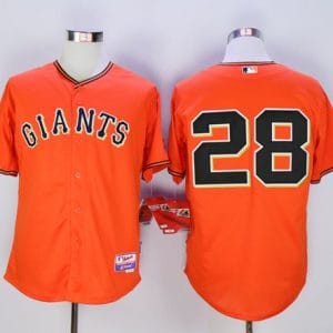 Giants #28 Buster Posey Orange Old Style "Giants" Stitched Jersey