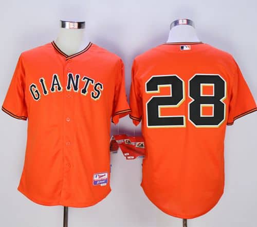 Giants #28 Buster Posey Orange Old Style "Giants" Stitched Jersey