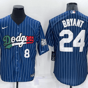 Los Angeles Dodgers Front #8 Back #24 Kobe Bryant Navy Mexico World Series Cool Base Stitched Jersey