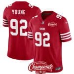 San Francisco 49ers #92 Chase Young Red 2023 F.U.S.E. NFC West Champions Patch Stitched Jersey