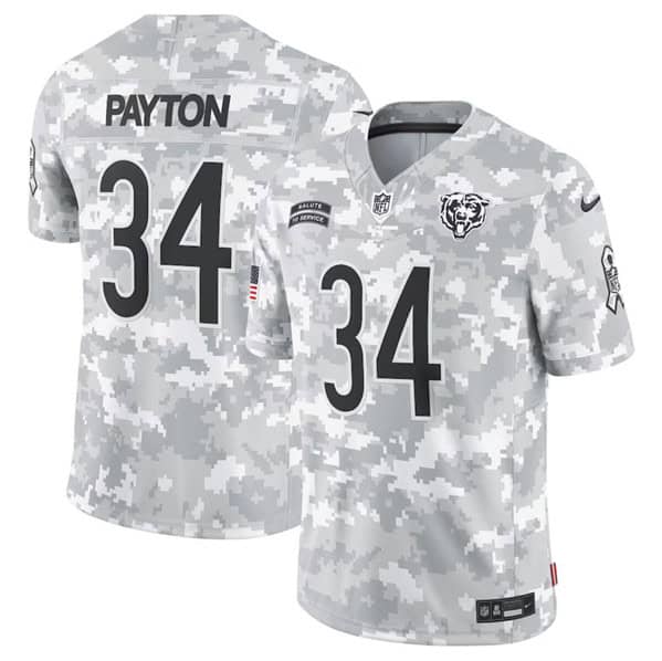 Chicago Bears #34 Walter Payton Arctic Camo 2024 F.U.S.E. Salute To Service Limited Stitched Jersey