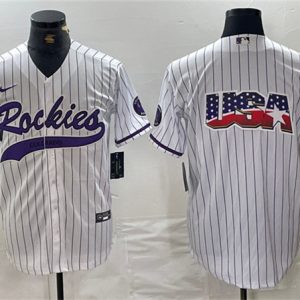 Colorado Rockies White Team Big Logo Cool Base Stitched Jersey