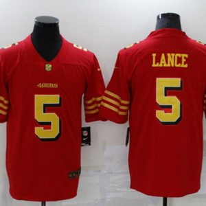 San Francisco 49ers #5 Trey Lance Red Gold Vapor Untouchable Limited Stitched Jersey