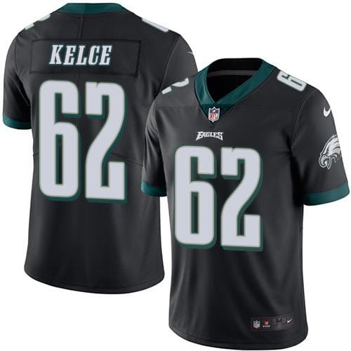 Eagles #62 Jason Kelce Black Stitched Limited Rush Nike Jersey