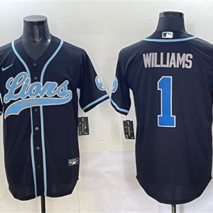 Detroit Lions #1 Jameson Williams Black Stitched Jersey