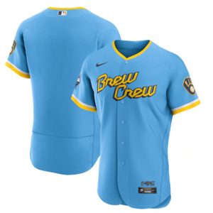 Milwaukee Brewers Blank Powder Blue 2022 City Connect Flex Base Stitched Jersey