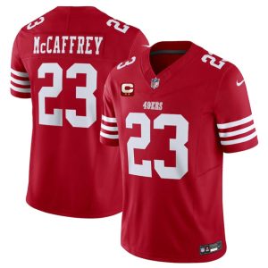 San Francisco 49ers #23 Christian McCaffrey Red 2025 F.U.S.E. With 2-Star C Patch Vapor Untouchable Limited Stitched Jersey