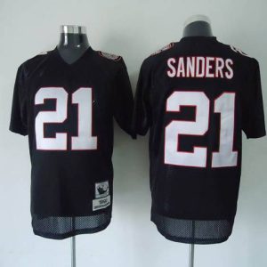 Mitchell And Ness Falcons #21 Deion Sanders Black Stitched Throwback Jersey
