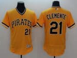 Pirates #21 Roberto Clemente Gold Flexbase Authentic Collection Cooperstown Stitched Jersey