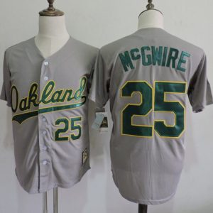 Mitchell And Ness Athletics #25 Mark McGwire Grey Throwback Stitched Jersey