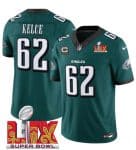 Philadelphia Eagles #62 Jason Kelce Green 2024 New With 4-Star C Patch F.U.S.E. Vapor Untouchable Limited Jersey
