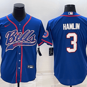 Buffalo Bills #3 Damar Hamlin Royal With Patch Cool Base Stitched Baseball Jersey
