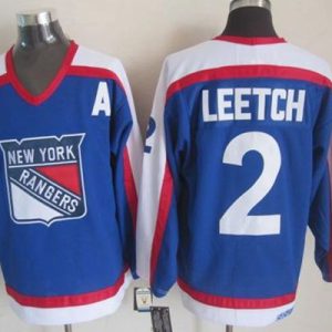 Rangers #2 Brian Leetch Blue White CCM Throwback Stitched Jersey