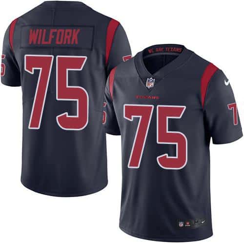 Texans #75 Vince Wilfork Navy Blue Stitched Limited Rush Nike Jersey