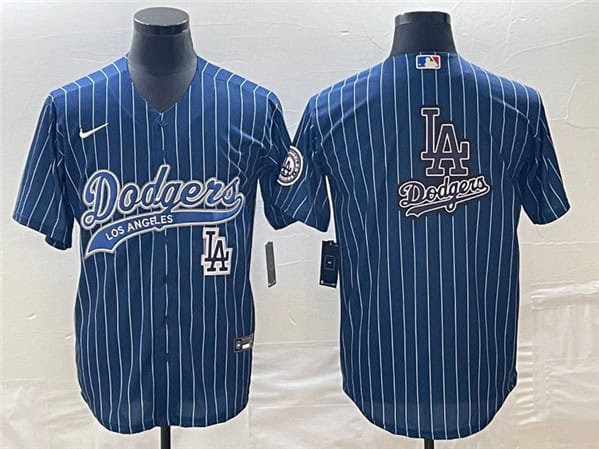 Los Angeles Dodgers Blue Team Big Logo With Patch Cool Base Stitched Jersey