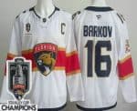 Florida Panthers #16 Aleksander Barkov White 2025 Stanley Cup Champions Authentic Jersey