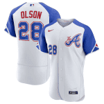 Atlanta Braves #28 Matt Olson White 2023 City Connect Flex Base Stitched Jersey