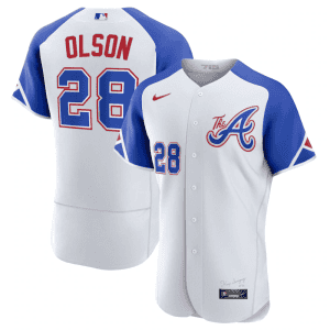 Atlanta Braves #28 Matt Olson White 2023 City Connect Flex Base Stitched Jersey