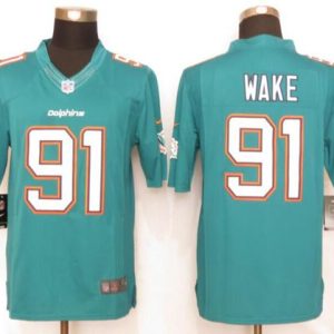 Dolphins #91 Cameron Wake Aqua Green Team Color Stitched Limited Nike Jersey