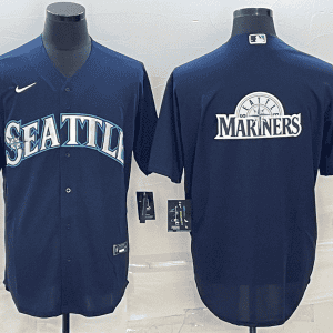 Seattle Mariners Navy Team Big Logo Cool Base Stitched Jersey