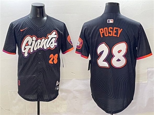 San Francisco Giants #28 Buster Posey Anthracite 2025 City Connect Limited Stitched Jersey