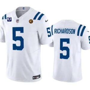 Indianapolis Colts #5 Anthony Richardson White 2023 F.U.S.E. 1-Star C Patch And With John Madden Patch Vapor Limited Stitched Jersey