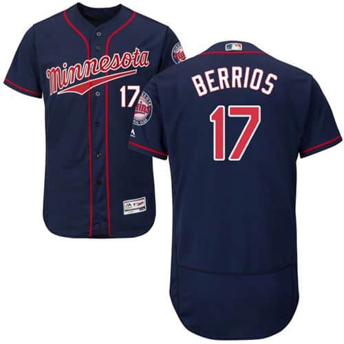 Twins #17 Jose Berrios Navy Blue Flexbase Authentic Collection Stitched Jersey