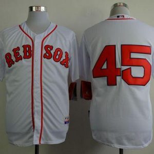 Red Sox #45 Pedro Martinez White Cool Base Stitched Jersey