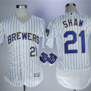 Milwaukee Brewers #21 Travis Shaw White Flexbase Stitched Jersey