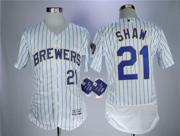 Milwaukee Brewers #21 Travis Shaw White Flexbase Stitched Jersey