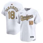 Los Angeles Dodgers #18 Yoshinobu Yamamoto White 2025 Gold Collection Limited Stitched Jersey