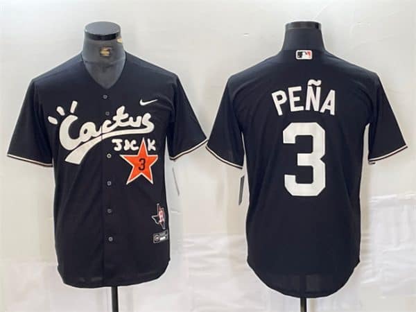 Houston Astros #3 Jeremy PeNa Black Cactus Jack Vapor Premier Limited Stitched Jersey