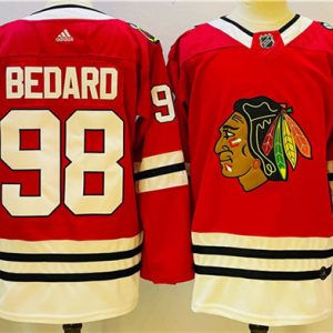 Chicago Blackhawks #98 Connor Bedard Red Black Stitched Jersey