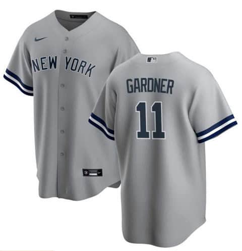 New York Yankees #11 Brett Gardner Grey Stitched Jersey.