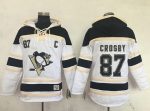 Penguins #87 Sidney Crosby White Sawyer Hooded Sweatshirt Stitched Jersey