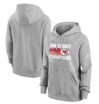 Kansas City Chiefs Gray 2022 AFC Champions Performance Pullover Hoodie(Run Small)