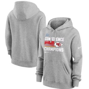 Kansas City Chiefs Gray 2022 AFC Champions Performance Pullover Hoodie(Run Small)