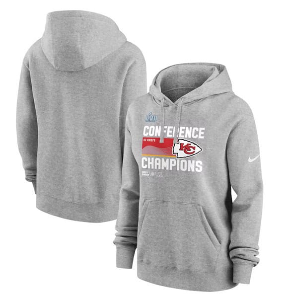 Kansas City Chiefs Gray 2022 AFC Champions Performance Pullover Hoodie(Run Small)