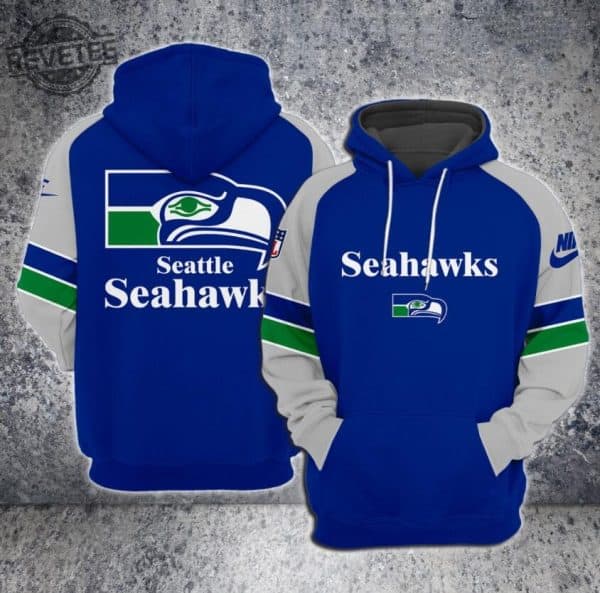 Seattle Seahawks Royal Team Big Logo Sideline Alternate Club Pullover Hoodie