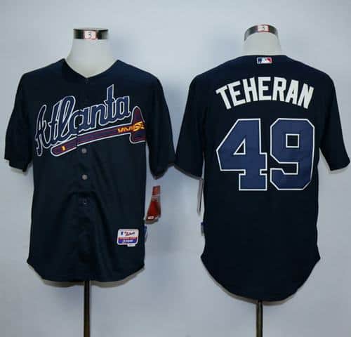 Braves #49 Julio Teheran Navy Blue Cool Base Stitched Jersey